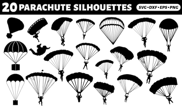 person sport parachute skydiving silhouette air illustration sky extreme parachuting jump