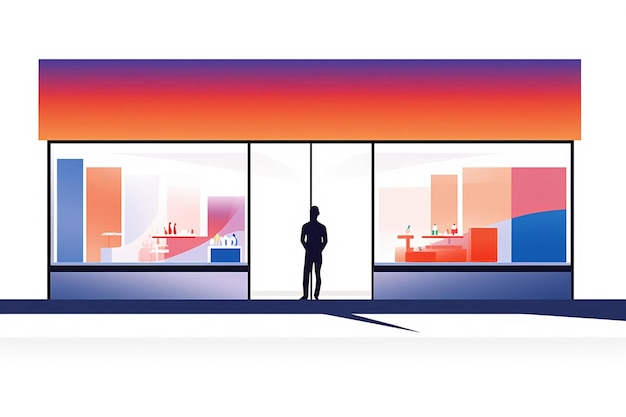 Vector person standing store front