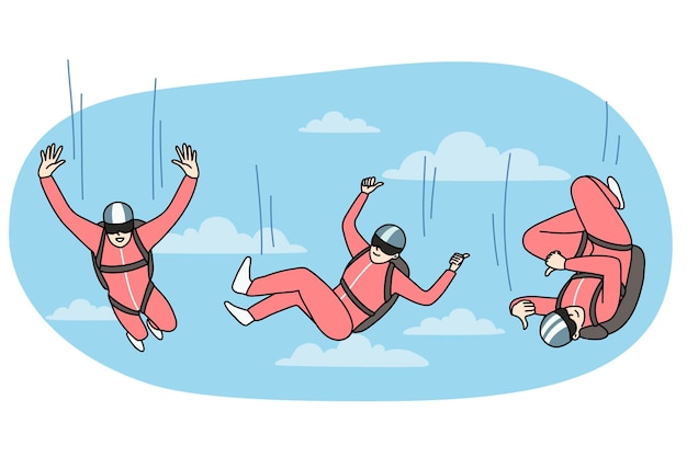 Vector person in suit jumping with parachute