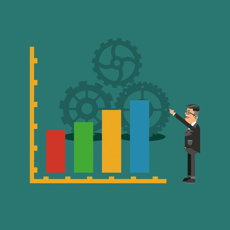 Vector person in suit with business related icons image 