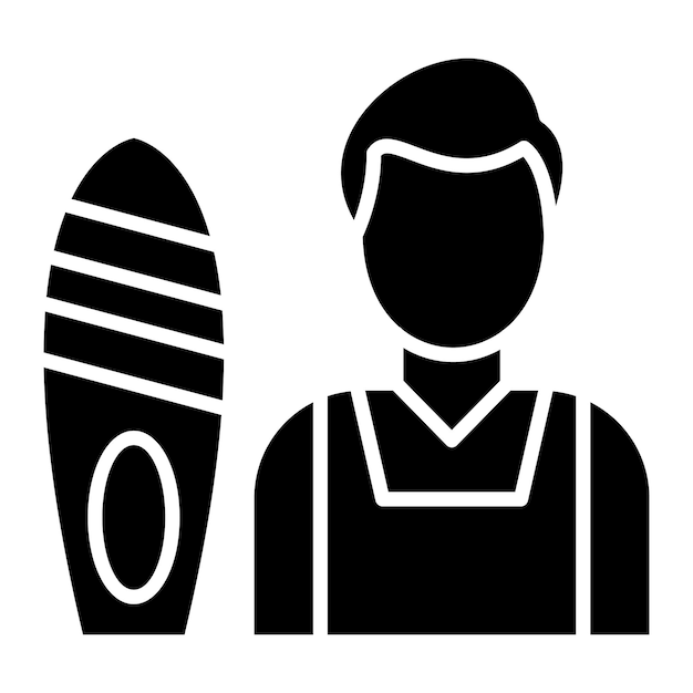 Person Surfing Glyph Solid Black Illustration