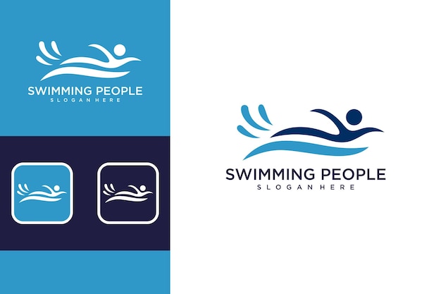 Vector person swimming logo design template