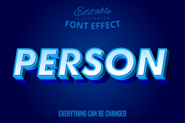 Person text, 3d blue editable font effect