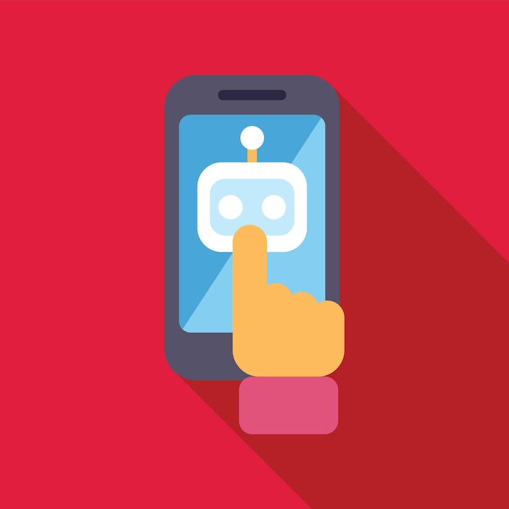Vector person using chatbot on smartphone for customer support
