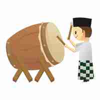 Vector person who is beating the drum