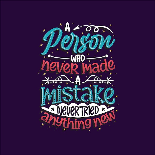 A person who never made a mistake never tried background of a motivational quote Free Vector