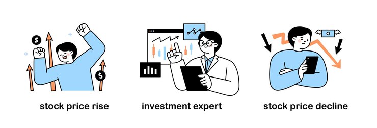 Vector 상승장에서 기뻐하는 사람 하락장에서 슬퍼하는 사람