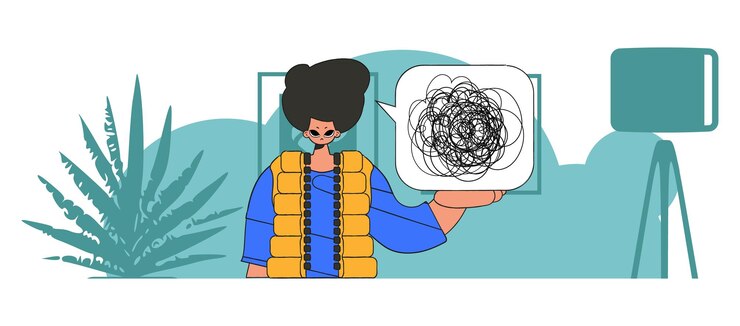 Vector a person with mental problems the man demonstrates that his thoughts are confused