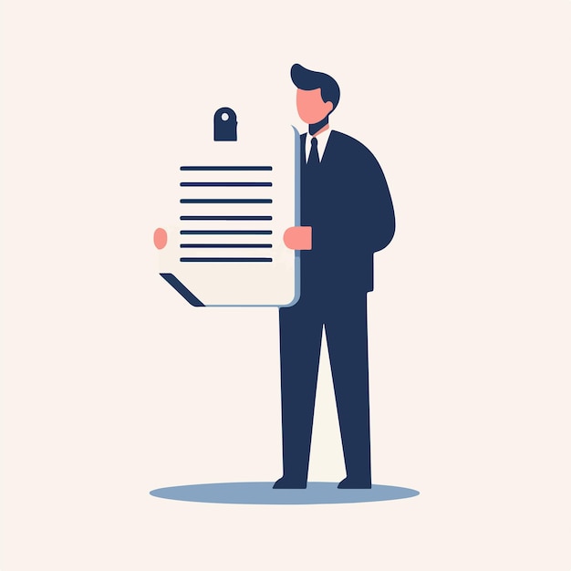 Vector person with notepad simple and minimalist flat design style