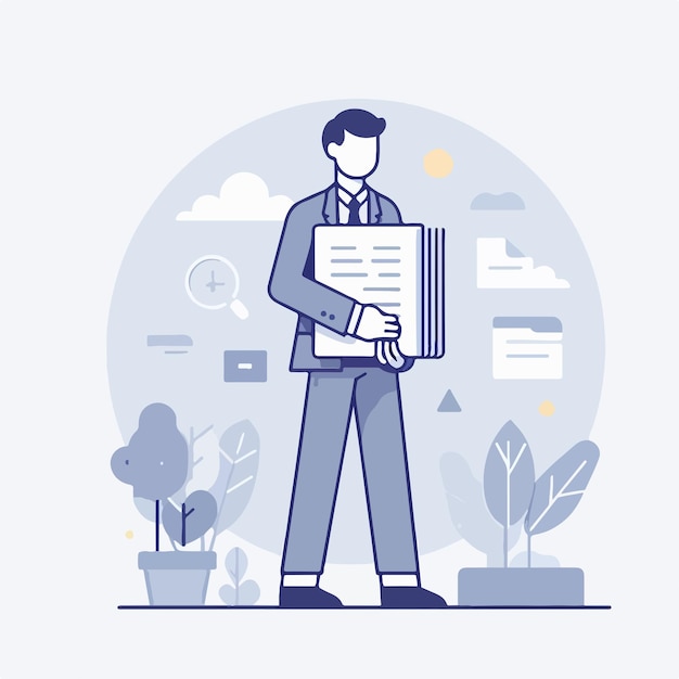 person with notepad simple and minimalist flat design style