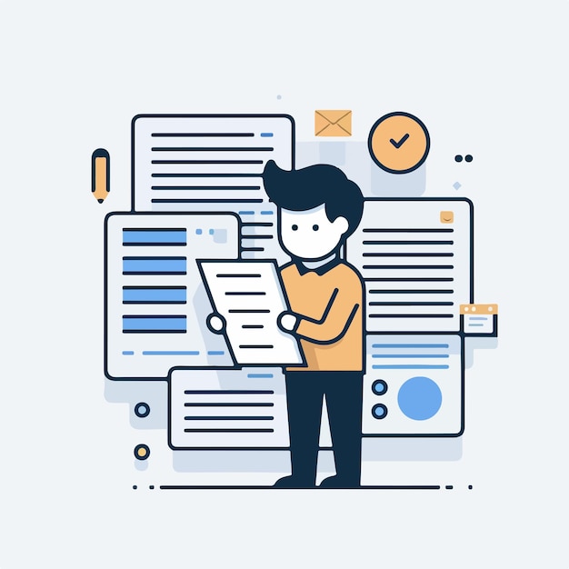 person with notepad simple and minimalist flat design style
