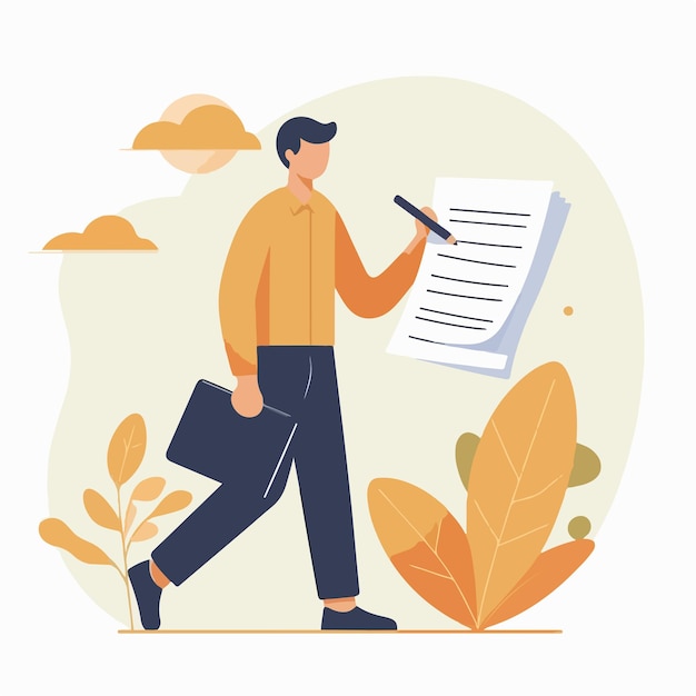 person with notepad simple and minimalist flat design style