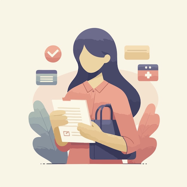 person with notepad simple and minimalist flat design style