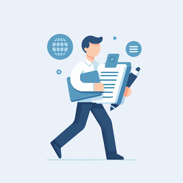 person with notepad simple and minimalist flat design style