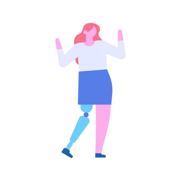 Person with prosthesis flat vector illustration