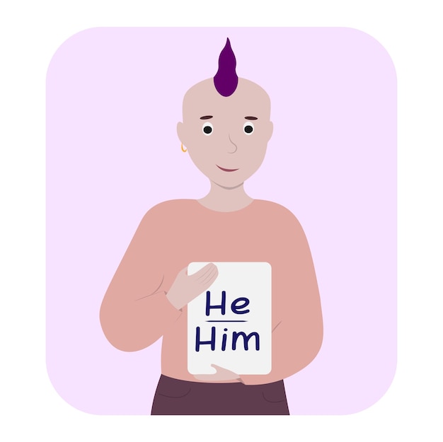 person  with signs of  self-identificated pronouns
