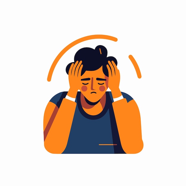Person with a worried expression holding their head in their hands symbolizing their anxiety