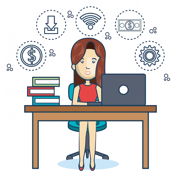 Vector person working office icon