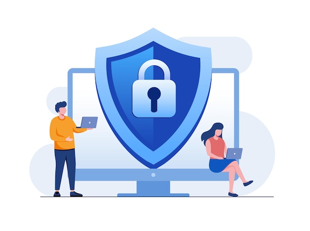 Personal data security, cyber data security online concept illustration, internet security or information privacy. flat vector illustration banner and protection