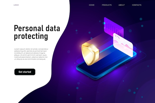 Vector personal data security isometric illustration