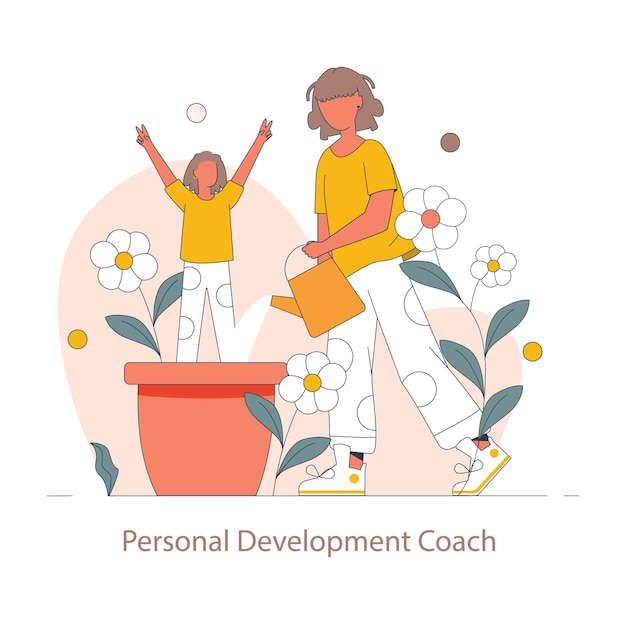 Personal development coach concept an engaging illustration showcasing growth depicting a coach