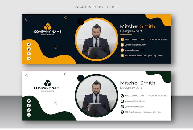 Vector personal email signature design and social media cover template