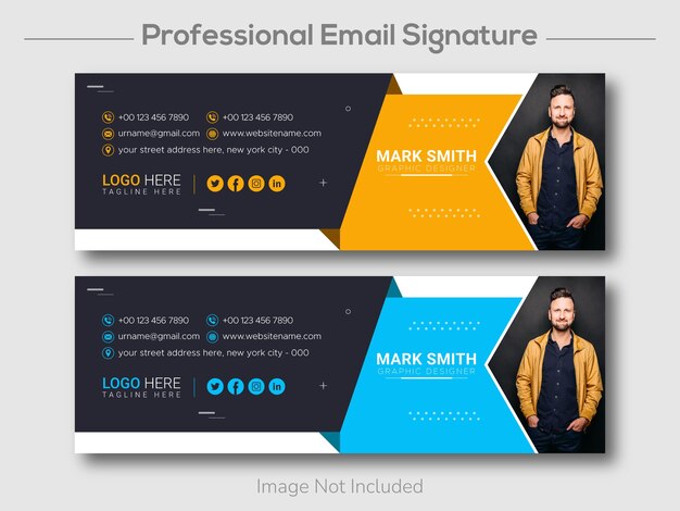 Personal email signature template or email footer and social media cover