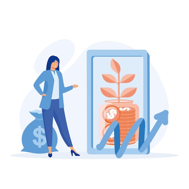 Personal finance management concept, People characters investing money in self development, knowledge and education, flat vector modern illustration