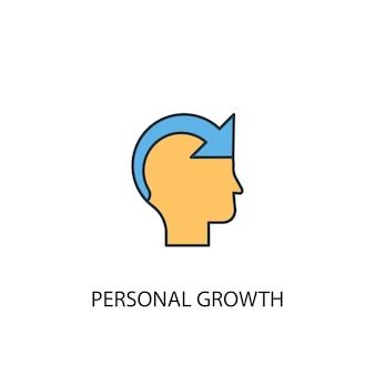 Concetto di crescita personale 2 icona linea colorata. illustrazione semplice dell'elemento giallo e blu. disegno di simbolo di contorno del concetto di crescita personale