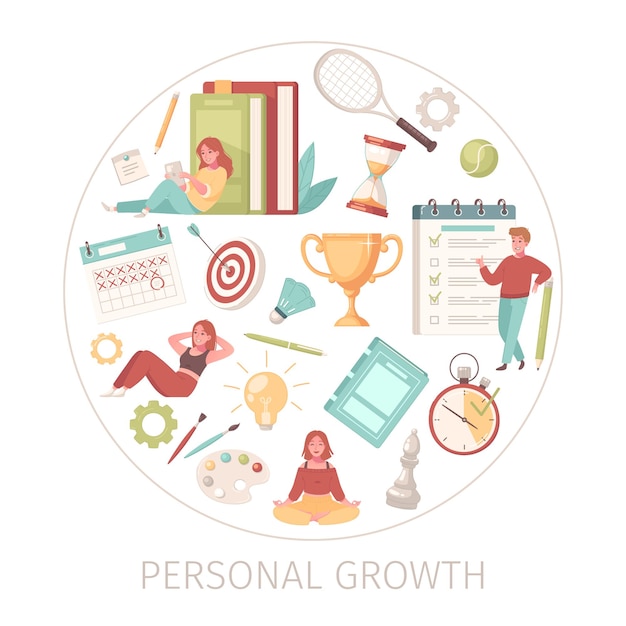 Personal growth elements in a circle