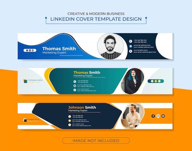 Personal LinkedIn cover design template bundle