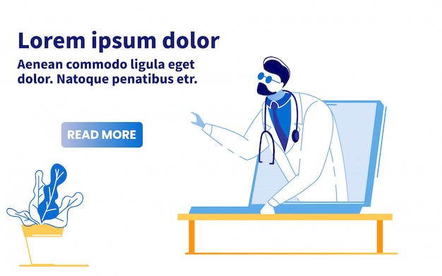 Personal online medical consultation flat banner