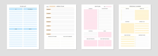 Personal planner realistic set