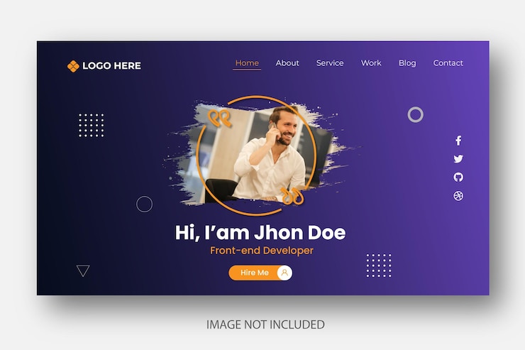 वेक्टर personal portfolio landing page design
