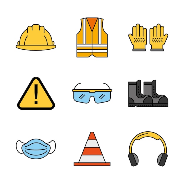 Vector personal protective equipment icons set