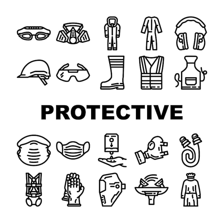 Vector personal protective equipment ppe icons set vector