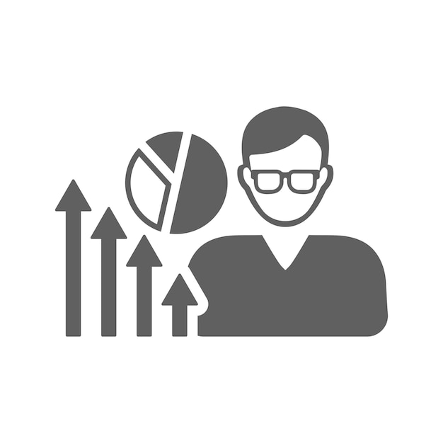 Personal statistics analysis icon Gray vector graphics