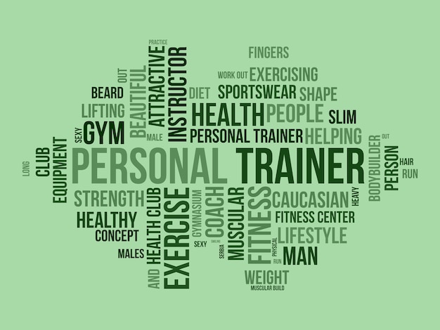 Personal Trainer world cloud background Sports Health awareness Vector illustration design concept