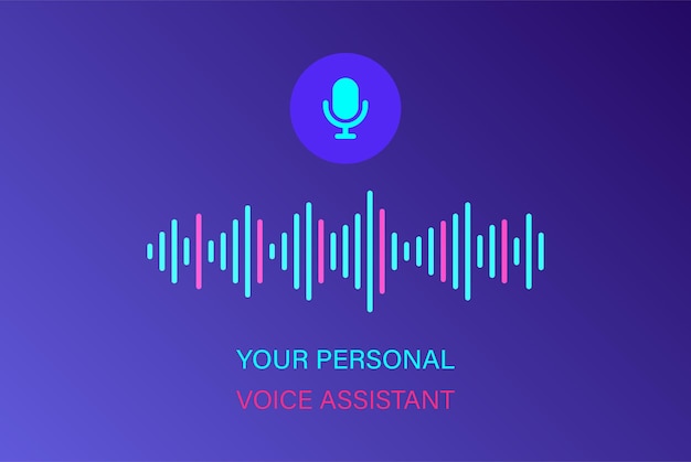 Personal voice assistant icon in flat style Audio soundwave vector illustration on isolated background Audio recognition sign business concept