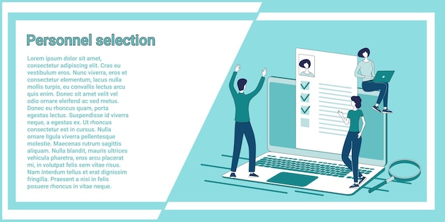 Personeelsselectie Het werk van een wervingsbureau mensen op de achtergrond van cv's selecteren