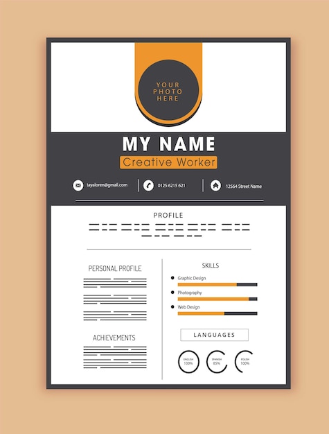 Personnel cv template elegant contrast decor modern design