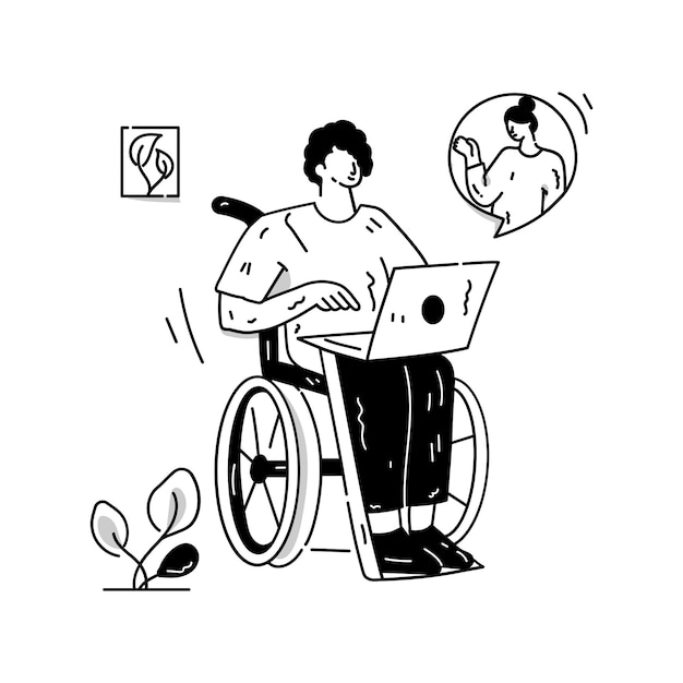 ビデオ通話のオンライン手描きイラストについて話し合う人