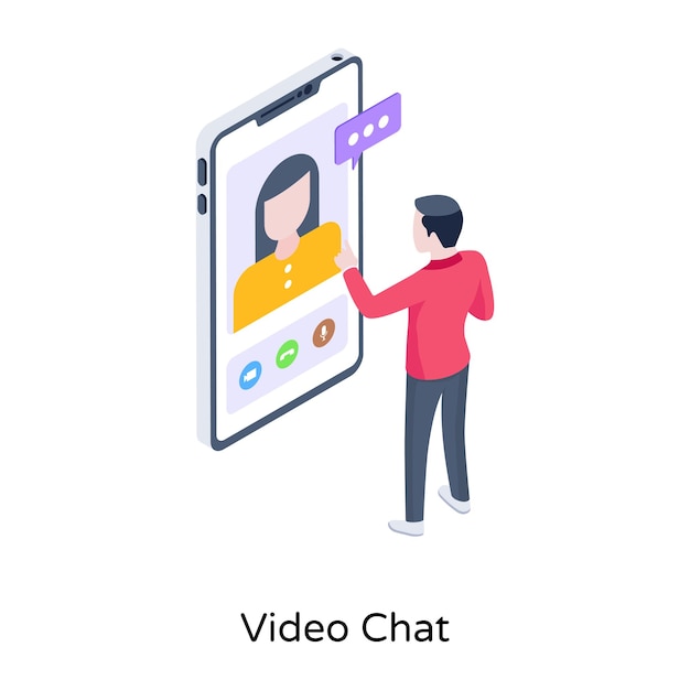 Persons talking online isometric icon of video chat