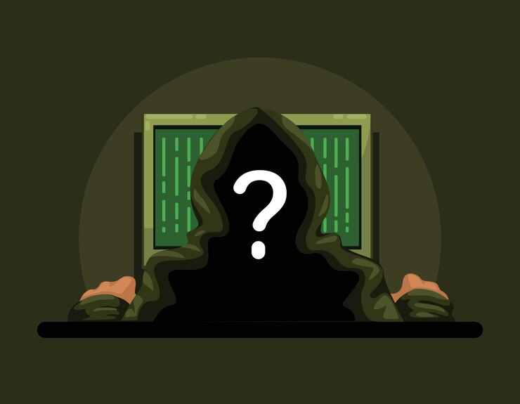 Vector persoon draagt hoodie met behulp van computer vanuit achteraanzicht. mysterieuze hacker cybercriminaliteit karakter vector