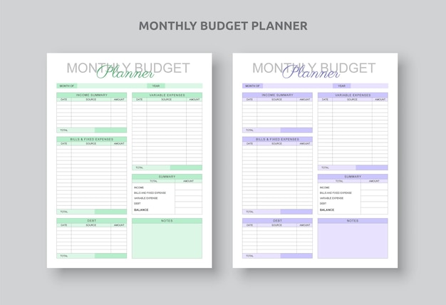 Vector persoonlijk maandelijks budgetplan