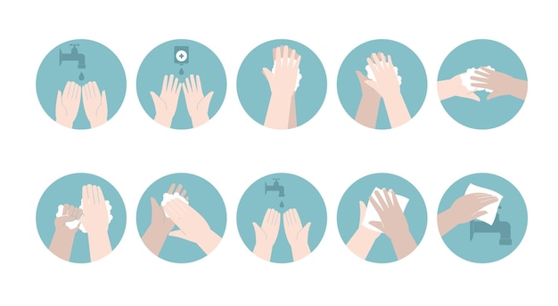 Persoonlijke handhygiëne ziektepreventie en medische educatieve infographics hoe u uw handen moet wassen