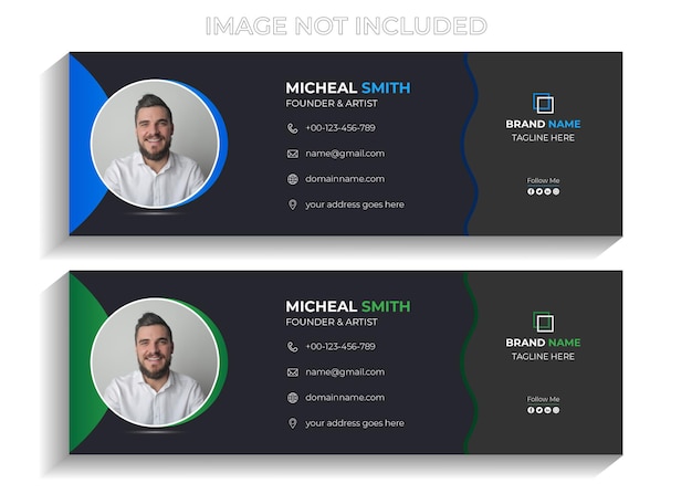 Persoonlijke moderne zakelijke e-mailhandtekening voettekst ontwerpsjabloon