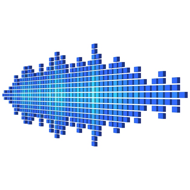 Perspectief blauwe geluidsgolfvorm gemaakt van kubussen