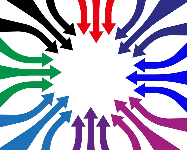 Vector perspectief gebogen pijl achtergrondontwerpvector