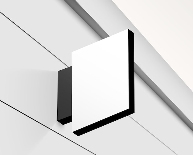 Perspectiefbeeld van een witte vierkante lay-out van verlichtingstraatwinkel bord met ruimte voor logo merk